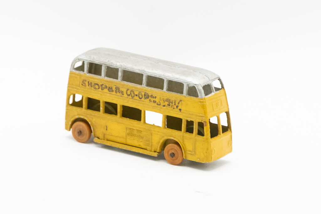 Rare Vintage Dinky Toys 29A Pre-War Motor Double Decker Bus Yellow / Silver Co-op Model