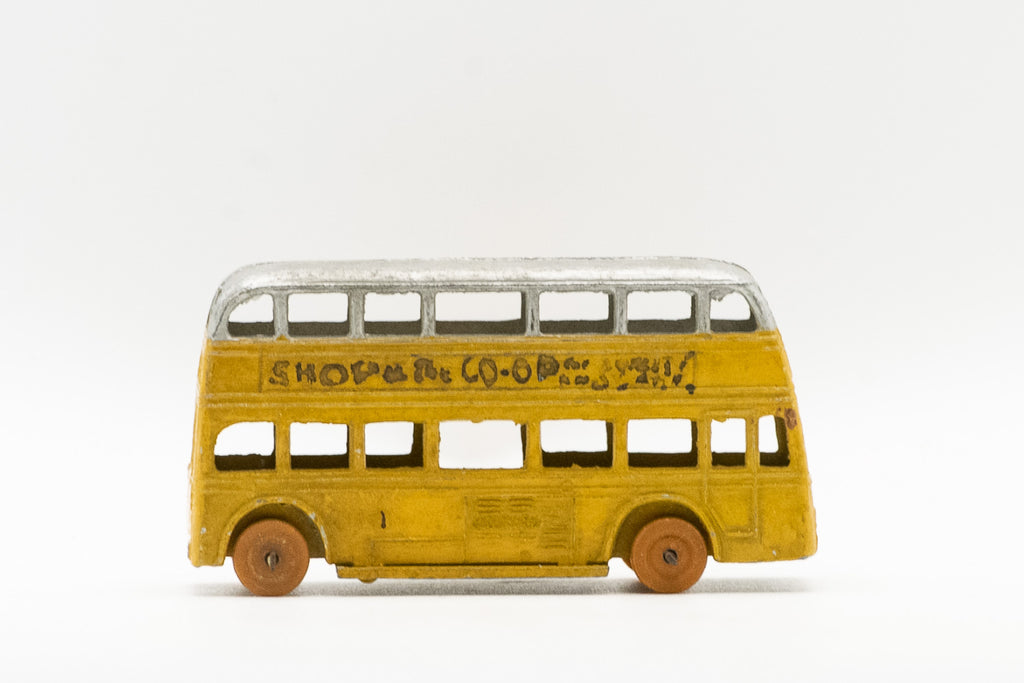 Rare Vintage Dinky Toys 29A Pre-War Motor Double Decker Bus Yellow / Silver Co-op Model