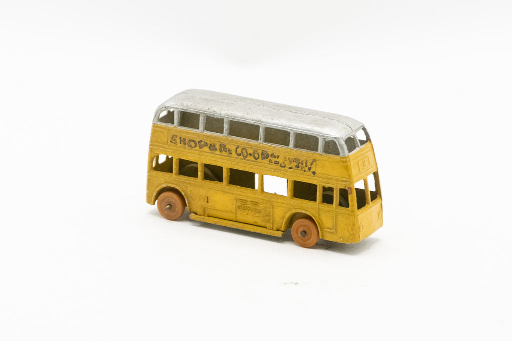 Rare Vintage Dinky Toys 29A Pre-War Motor Double Decker Bus Yellow / Silver Co-op Model